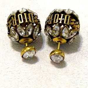 Dior Antique Gold & Crystal Tribales (with box and gift bag)